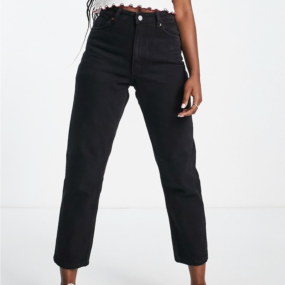 Monki Taiki Washed Black High Waist Balloon Leg Mom Jeans Size 29